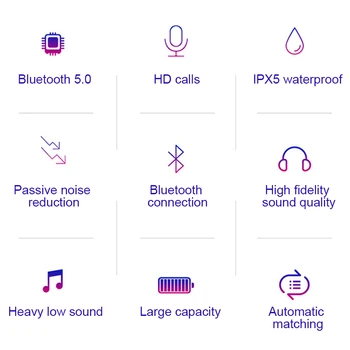 TWS Bluetooth 5.0 XG12 Ausinės Stereo Belaidžio Airdots HIFI Garso Sporto, Ausinės, laisvų Rankų įranga 