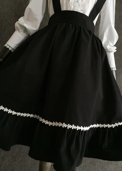Saldus Lolita Meno Japonijos Derliaus Gotikos Suspender Sijonas Mielas Mori Mergaitė Princesė Moterų Big Apačia Juoda Krūtinė Sijonas