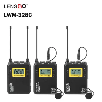 LENSGO LWM 328C Atvartas Lavalier Mic Bevielis Mikrofonas Profesionalus DSLR Fotoaparatas Siųstuvas Rinkinys, skirtas Vaizdo Įrašymo Interviu