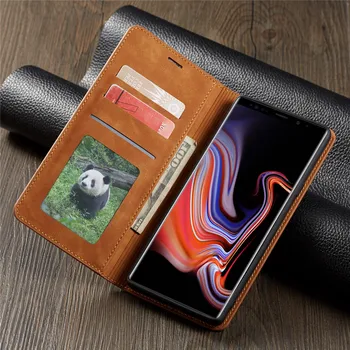 Prabangus Odinis Flip Case for Samsung Galaxy Note9 S10 S9 S8 J4 J6 Plius A6 A7 A8 2018 A30 A50 A70 A80 Magnetinio Piniginės Stovo Dangtelis