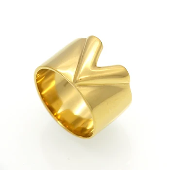 BORASI Mados Prabangių Garsaus Prekės ženklo, Papuošalai, Vyrų / Moterų Žiedas Aukso dviejų Spalvų V Žiedas iš Titano Plieno Aukštos Poliruoto Meilės Žiedai