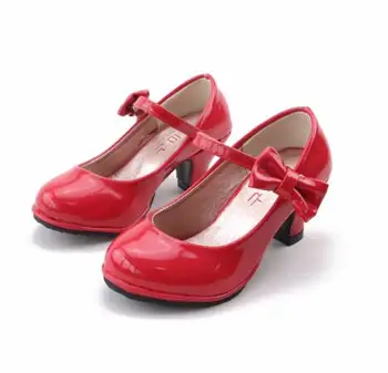 2020 Naujų karšto pardavimo princess bateliai mergaitėms šalies lankas batai blizga Kietas Raudonos spalvos aukštakulnį mados batai vaikams dydis 26-35