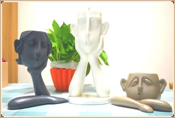 Šiaurės abstraktus paveikslas, vaza paprastumo stiliaus Paveikslas, skulptūra namų puošybai Žmogaus Galvos Formos Gėlių Vaza