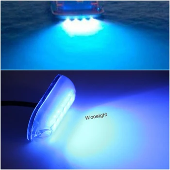 Wooeight 6 LED Povandeninės Žūklės Lemputė 12V Valtis Naktį, Šviesos, Vandens, Kraštovaizdžio Mėlyna Lempa Jūros Priedai, Navigacija, Žvejybos