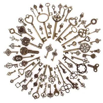 70 vnt Derliaus Pakabukai, Sumaišyti Raktų Pakabukas Antikvariniai bronzos raktų pakabukai Tinka Apyrankės Karoliai 