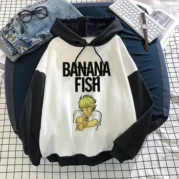 Bananų Žuvų Anime Juokinga, Moterų Hoodie Moterų Atsitiktinis Swearshirt Ulzzang Kawaii Moterų Streetwear Grunge Harajuku Estetines