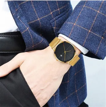 Naujausia Paprasta Vyrų Nerūdijančio Plieno Žiūrėti Klasikiniai Kvarco Data Laikrodžiai Verslo Atsitiktinis Akių Diržas Vyriškas Laikrodis Relogio