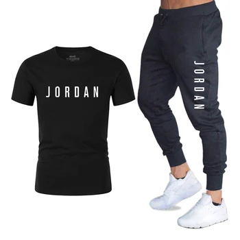 2020 Prekės Vyrų rinkiniai t marškinėliai + kelnės dviejų dalių rinkiniai, laisvalaikio tracksuit laiškas spausdinti kostiumai sportwear fitneso kelnės