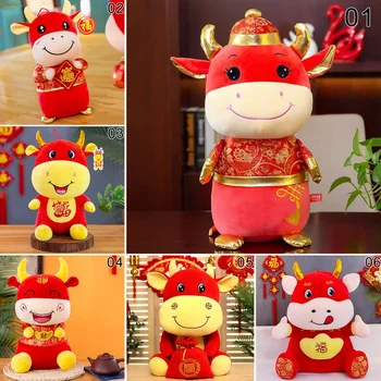 2021 Naujųjų Metų Kinų Zodiako ženklas Jautis Galvijų Pliušiniai Žaislai Mielas Raudona Pieno Karvė Talismanas Pliušinis Lėlės, Žaislai Vaikams, Berniukas, Mergaitė, Kalėdų Dovanos