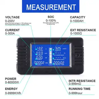 ZEAST DC Daugiafunkcį Battery Monitor Metrų 50A/200A/300A LCD Ekranas Skaitmeninis Dabartinės Multimetras Voltmeter Ammeter