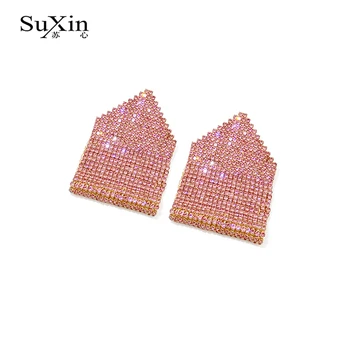 SuXin auskarai 2020 naujas paprastas temperamentas geometrinis auskarai moterims, ilgai kristalų pakabukas auskarai papuošalai dovana