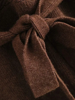 Senovinių moterų backless knitwears 2020 m. rudenį, rudos spalvos laisvalaikio moteriški megztiniai mados moterų medvilnės megzti marškiniai minkšta merginos knits