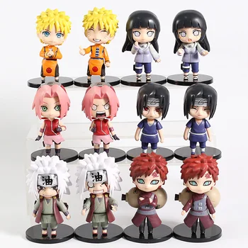 Naruto, Naruto Shippuden Hinata Sakura Gaara Itachi Jiraiya Rock Lee Shikamaru Tsunade Sasori PVC Duomenys Žaislai, 6pcs/set