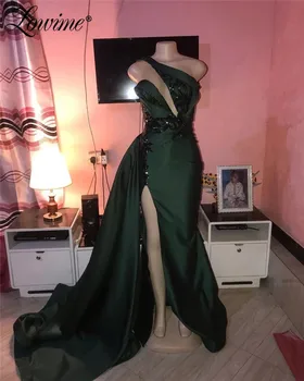 Žalia Ilgai Afrikos Prom Dresses 2021 Couture Blizgučiai Šalis Suknelė Chalatas De Soirée Undinė Iliuzija Vakarinę Suknelę Vestidos Formales