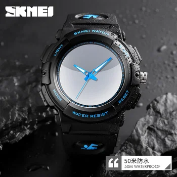 SKMEI 1521 Naujas Mėlyna LED Apšviesti Vyrų Sporto Laikrodžiai Vyrams Kvarco Shock Laikrodis Atsparus Vandeniui 50M Relogios Masculino