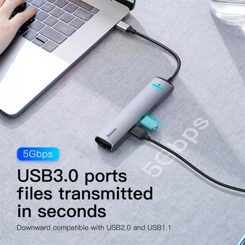 Baseus USB C HUB su RJ45 HDMI USB 3.0 C Tipo PD Įkrovimo HUB Adapteris, Skirtas 