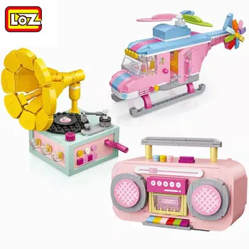 LOZ Mini blokai fonografo radijo Rožinė Bakas Modelis Plytų įrangos pardavimas, biuro įrangos Animacinių filmų Automobilis 