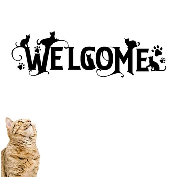 Animacinių filmų Pasveikinti su Katės šunelis Siena Lipdukas Prieangis Kambarį Sveiki Atvykę Gyvūnų Sienos Lipdukas Miegamasis Vinilo Namų Dekoro