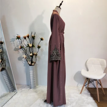 Kaftan Abaja Dubajus Kimono Megztinis Musulmonų Suknelė, Hijab Abayas Moterų Apdaras Femme Caftan Marocain Kataro Islamo Drabužiai