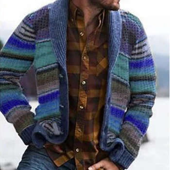 Vakarų Stiliaus Megztinis Karšto Pardavimo Vyrų Trikotažas 2020 M. Pavasarį Naujas Stilius, Spausdinta ilgomis rankovėmis Megztinis Viršūnes Vyrų susagstomi megztiniai
