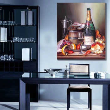 Dažų numeris meno tapybos numeriai natiurmortas vyno butelis, vaisių vyno taurė gėlių sausainių, duonos, meno tapybos kambarį