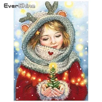 Evershine Diamond Mozaikos Kalėdų Ictures Strazdų Tapyba Su Deimantais 