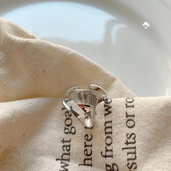 LouLeur 925 Sterlingas Sidabro Žiedai Netaisyklingos Japonijos Stylel Minimalistinio Atskirus Žiedus Šalies Moterų Bauda prabangūs Papuošalai