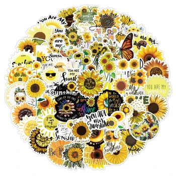 100vnt Sun Flower Saulės, užrašų knygelė Lipdukai Dviratį Nešiojamas Motociklo Kompiuterio Šalmas Automobilis 
