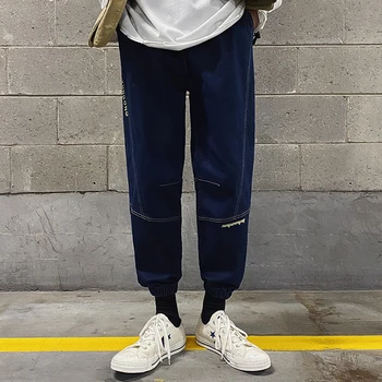 Vyrai Baggy Jeans Prarasti Streetwear Kelnes Kulkšnies Ilgis Juodos Džinsinio Audinio Kelnės Hip-Hop Poilsiu Plius Dydžio Kelnes