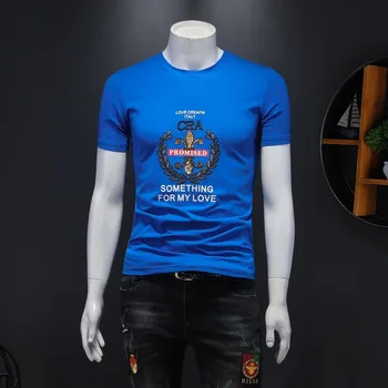 2020 Naujas Siuvinėjimo T Marškinėliai Vyrams Vasaros Drabužių Dizaineris Streetwear Plonas Trumpas Rankovės O Kaklas Plonas Marškinėlius Camiseta Hombre