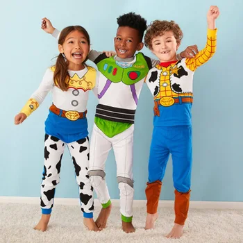 1-7y Naujų Vaikai ToyStory Sumedėjusių Buzz Lightyear Pižama Rinkiniai Kūdikių, Mergaičių ir Berniukų Rūbais Pijamas Animacinių filmų Rinkinys 2vnt