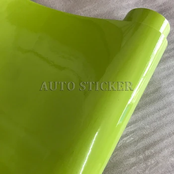 Ultra Gloss Fluorescencinė Žalia Automobilių Vinilo įvyniojimas su 3 Sluoksnių Aukštos Blizgus Šviesiai Žalia Blizga Car Wrap Kino Foile Dydis:1.52*20M/Roll
