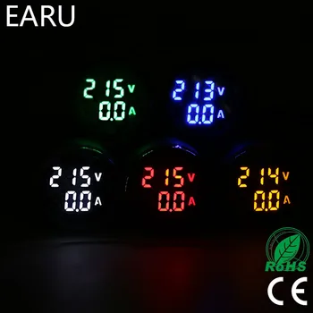 Mini Digital Voltmeter Ammeter 22mm KS 20-500V 0-100A Stiprintuvas Voltų Įtampos Testeris, Matuoklis Dviguba LED Indikatorius Pilotas Lempos Šviesos Ekranas