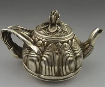 Kinijos antikos kolekcija cupronickel lotus arbatinukas amatų Statula