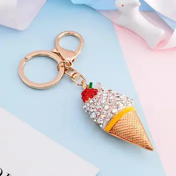 2019 naujų lydinio crystal ice cream keychain kalnų krištolas ledų automobilį key chain moterų maišelį pakabukas priedai žavesio papuošalai