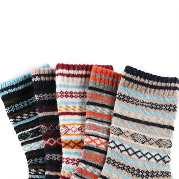 Naujas vyrų žiemos storas vilnos kojinės Retro Vintage Stiliaus kojinės Šiltas vilnos kojinės 5 poros