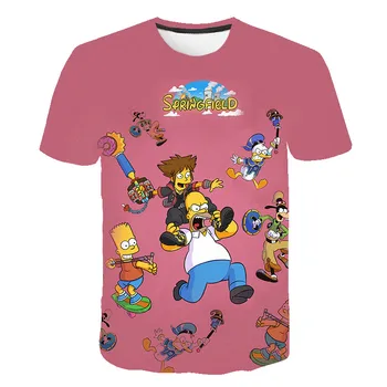 2020 Naują Atsitiktinis Mielas Visas rungtynes, vaikiški marškinėliai 3D Animaciją Anime Simpson Berniukas Mergina t shirt O-Kaklo Įdomus ir Gražus Viršūnės