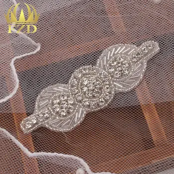 Didmeninė zawalcowany siuvimo sidabro aišku, kalnų krištolas aplikacijos pleistras geležies, dėl suknelės lankelis Drabužiai Vestuvinė Suknelė