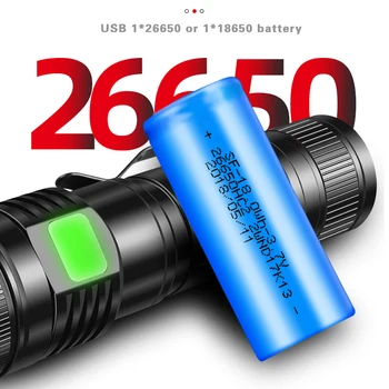 Galingas 60000LM LED Žibintuvėlis XHP50 LED Žibintuvėlis USB Įkraunamas Žibintuvėlis Zoom 5Mode Žibintuvėlis Žibintų Use18650/26650 Baterija