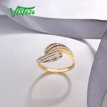 VISTOSO Originali 14K 585 Geltonojo Aukso Žiedas Lady Putojantis Deimantų Sukimo Žiedas Unikalus Sužadėtuvių Metines Fine Jewelry