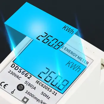 LCD Skaitmeninis Energijos Suvartojimo Matuoklį vienfaziai Energijos Skaitiklis Vatų kWh 230V AC 50Hz Elektros Din Bėgelio Galios Matuoklis