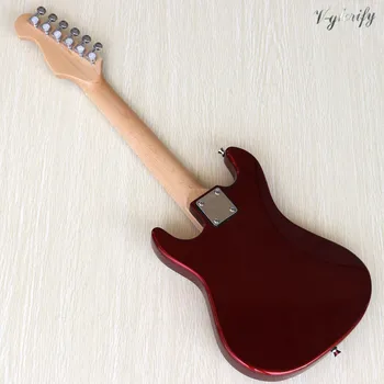 Blizgančios elektrine gitara, 6 stygų Metallic raudona tuopos top 30 cm ST elektrinė gitara vaikams