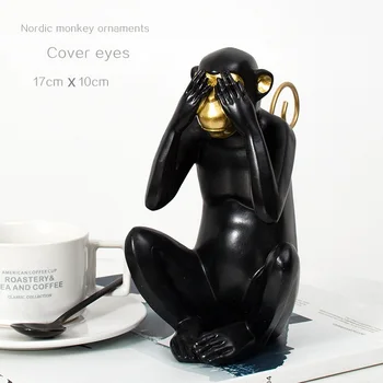 Mielas Beždžionės Statula Padengti Akis Padengti Ausis Padengti Burnos Gyvūnų Skulptūros, Šiuolaikinio Meno Ornamentas Šiaurės Stiliaus Namų Dekoro