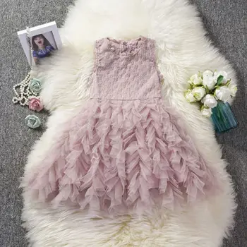 Mergaitės Sluoksnių Tiulio Suknelė Vaikams Baby Girl Gėlių Suknelės Nėriniai Tutu Šalis Suknelė Bridesmaid Dresses Sundress 2-6T