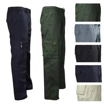 Vyrai Taktinis Pėsčiųjų Juostinės Krovinių Kelnės Skinny Slim Fit 7 Kišenės Kelnes Kelnės