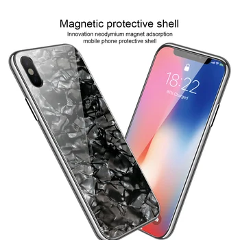 Prabangus Magnetinis Flip Case for iPhone XS Max XR X 6 7 8 Plius PC Pasienio Korpuso Modelis Grūdinto Stiklo Atgal Padengti
