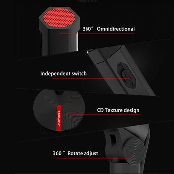 Karaoke USB 3,5 mm Mikrofono Laidinio Kondensatoriaus Studija Mikrofonas Kompiuteris PC Nešiojamas Žaidimų Garso Lanksti Profesionalų Mic