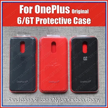 A6013 europos sąjungos Oficialusis OnePlus 6t Atveju originalas 1+6T užsakymą Silikono Smiltainio Nailono Karbon Bamperis Odos Flip Cover