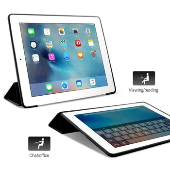 Case for iPad 9.7 10.2 colių 2017 2018 2019 Oro 1 2 Oro Funda Minkšto silikono apačioje Atgal PU Odos Smart Cover 