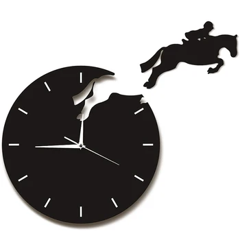 Meno Dekoro Raitelis Šokinėja Sienos Žiūrėti Raitelis ant Arklio, Šokinėja Arklių Laikrodžiai Dizaino 3D Sieninis Laikrodis Jodinėjimas Žirgais